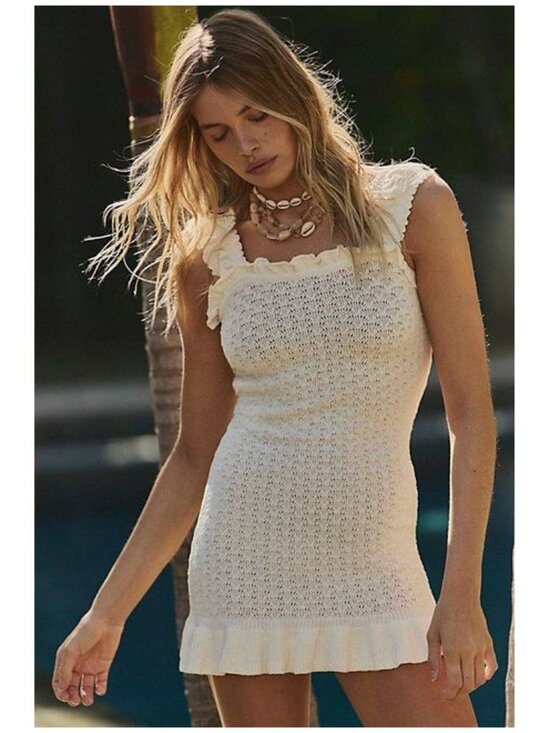 Free People Dresses & Skirts - FREE PEOPLE Devyn Sweater Mini Dress in Ivory Size Small NWT